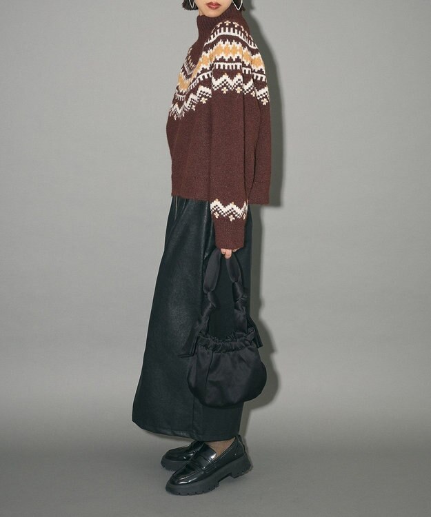 Green Parks ノルディック柄ジャガード織ニット Mocha