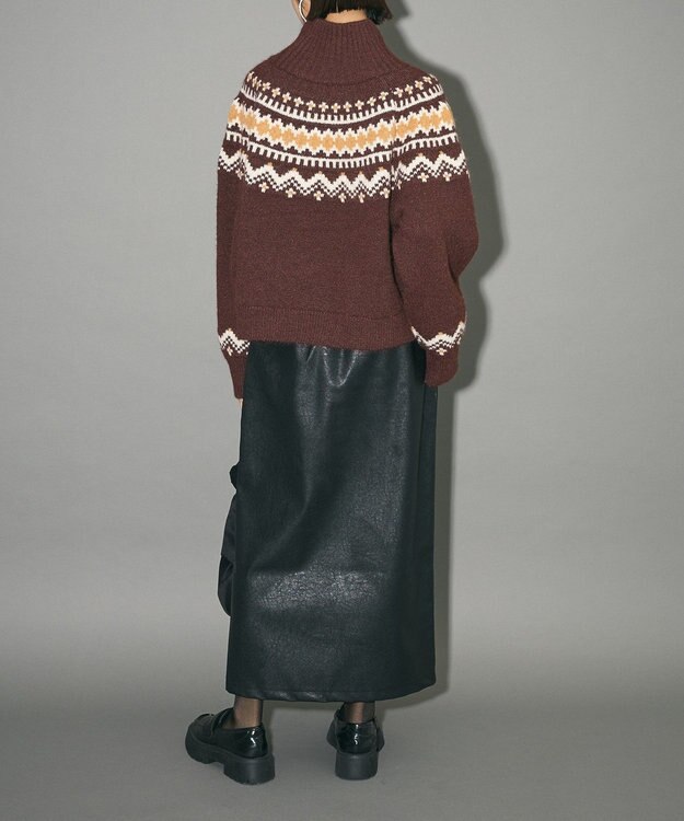 Green Parks ノルディック柄ジャガード織ニット Mocha