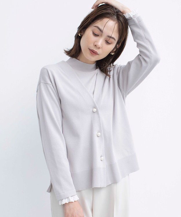 組曲 【2SET・WEB限定】パールボタン配色フリルツイン セット グレージュ系