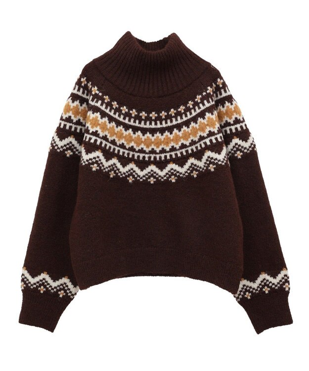 Green Parks ノルディック柄ジャガード織ニット Mocha