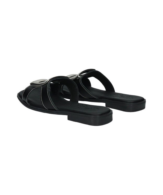 INTER-CHAUSSURES 【Oh my Sandals】メタルバックルフラットサンダル ブラック