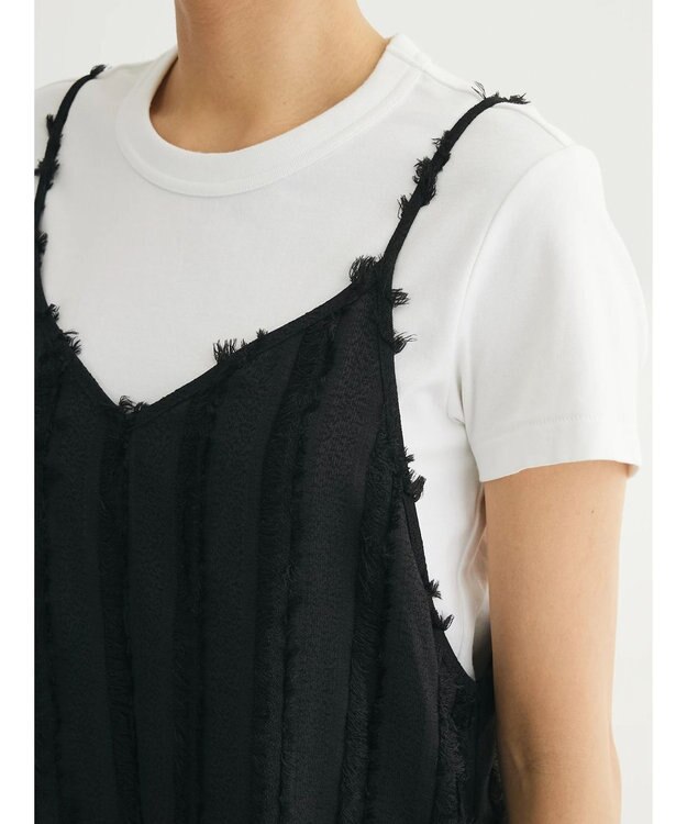 Green Parks フェザージャガードキャミワンピース Black