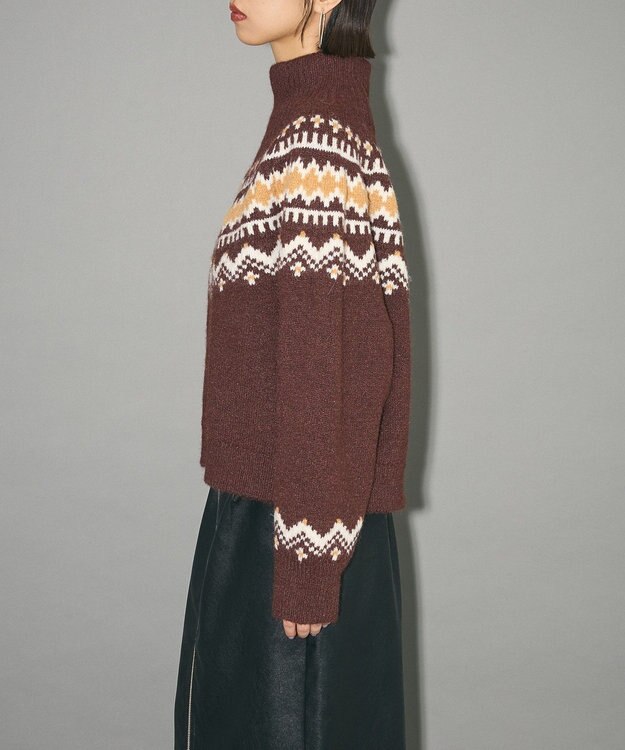Green Parks ノルディック柄ジャガード織ニット Mocha