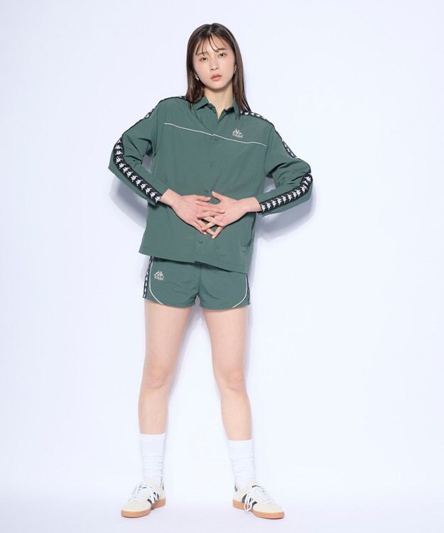 OP／FILA 【Kappa】バンダテープ ウーブンシャツジャケット グリーン