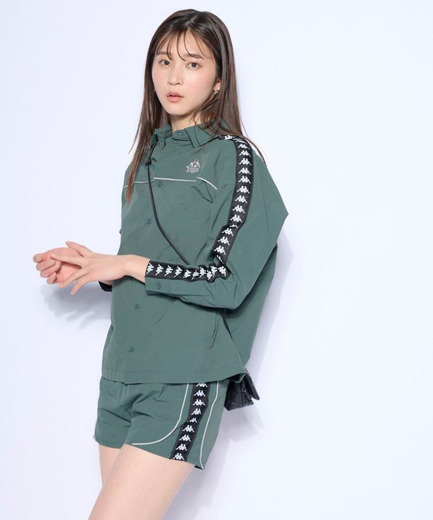 OP／FILA 【Kappa】バンダテープ ウーブンシャツジャケット グリーン