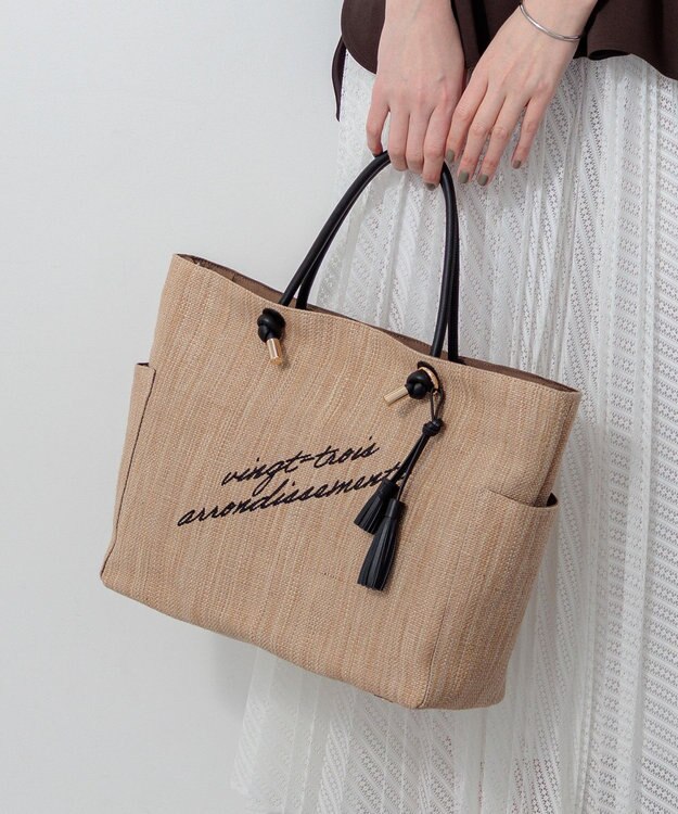 23区 【先行予約】ロゴ刺繍 雑材 トートバッグ ベージュ系