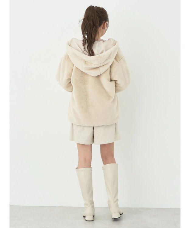 earth music&ecology マルチウェイマウンテンパーカー（ファー） Beige