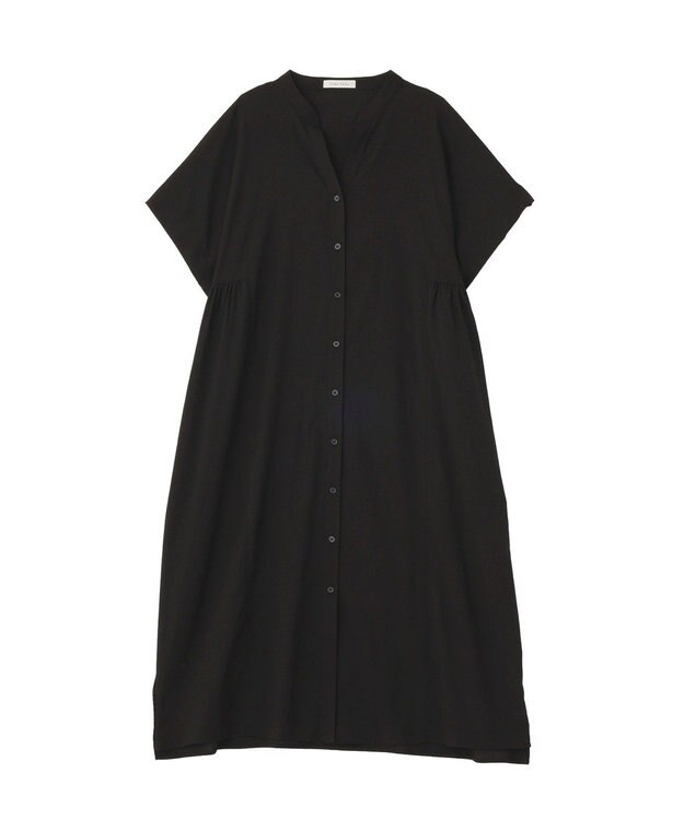 Green Parks 半袖シアースキッパーシャツワンピース Black
