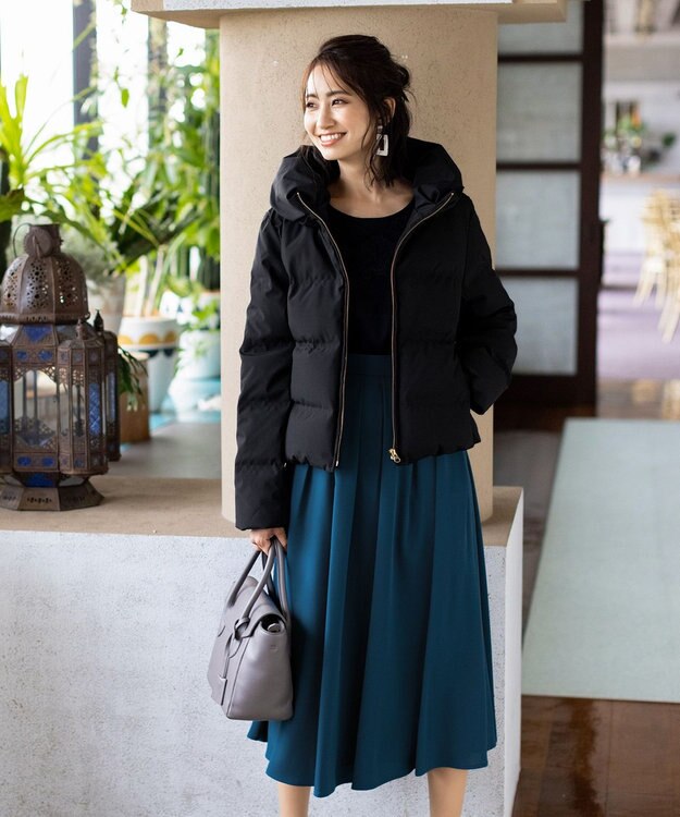 Tiaclasse L 【洗える】大人上品なスカラップレースコンビニット ブラック