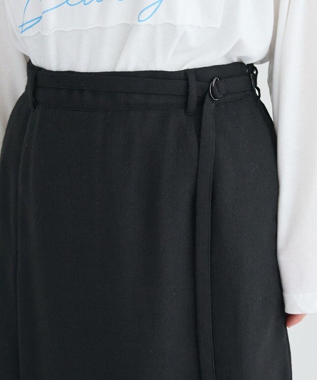 CRAFT STANDARD BOUTIQUE リネンライクラップ風スカート Black