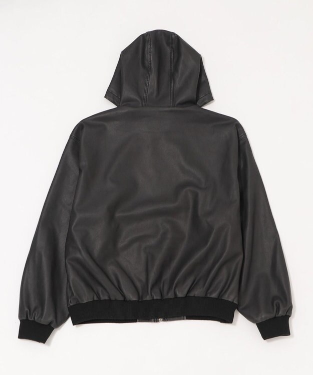 WEGO 【ユニセックス着用ITEM】PUフードブルゾン ブラック