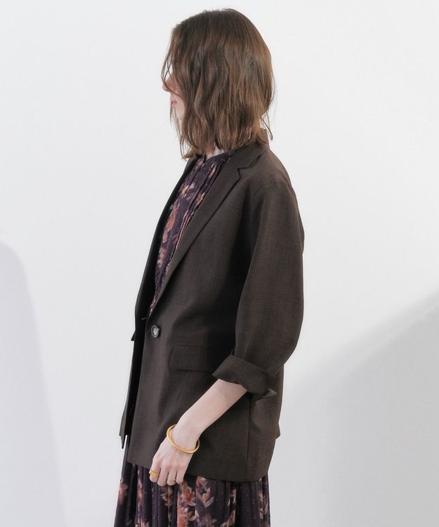 YECCA VECCA マシンウォッシャブルリネンライクジャケット Brown