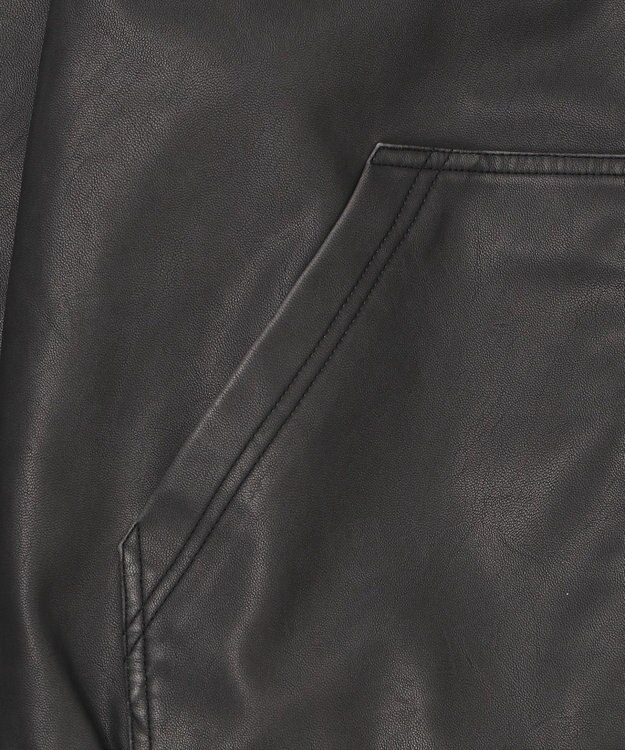 WEGO 【ユニセックス着用ITEM】PUフードブルゾン ブラック