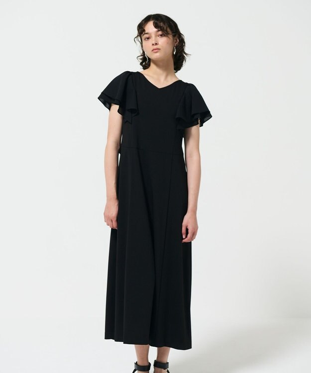 GRACE CONTINENTAL フリルスリーブカットワンピース ブラック