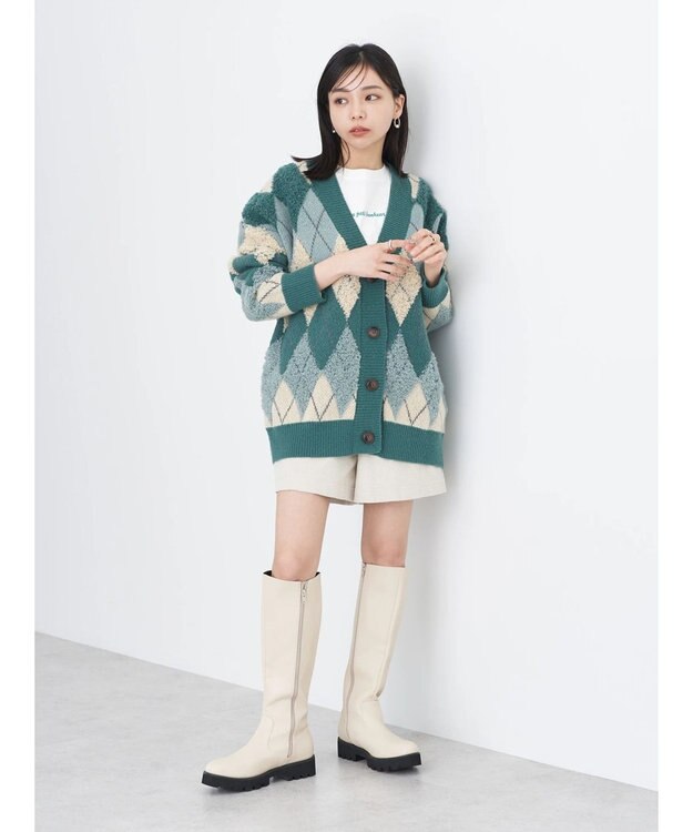 earth music&ecology ワッフルコーデュロイショートパンツ Ivory