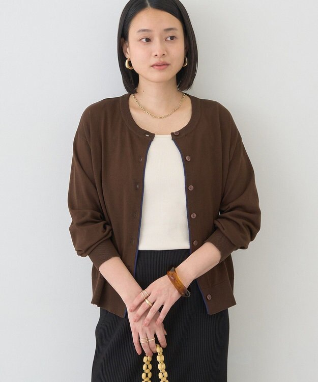 AMERICAN HOLIC 配色シアーカーディガン Brown