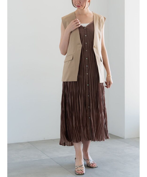 Te chichi 麻調Yカラージレ ベージュ