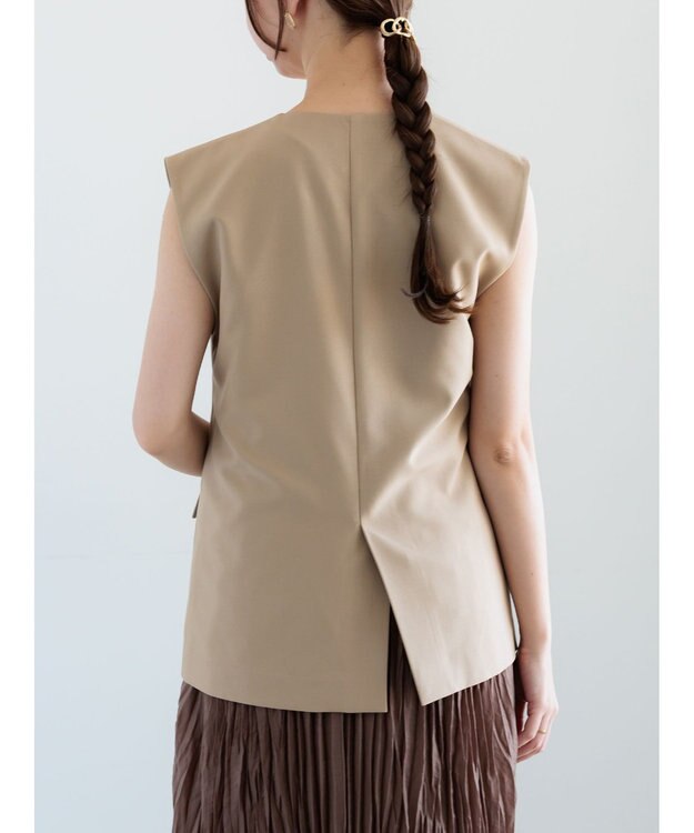 Te chichi 麻調Yカラージレ ベージュ