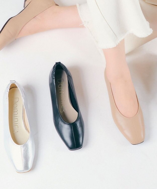 Dominic3 シープレザー バックゴムソフトパンプス ベージュ