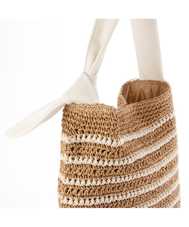 UNBILLION カシュカシュ cachecache / 柄ボーダークロッシェトート アイボリー