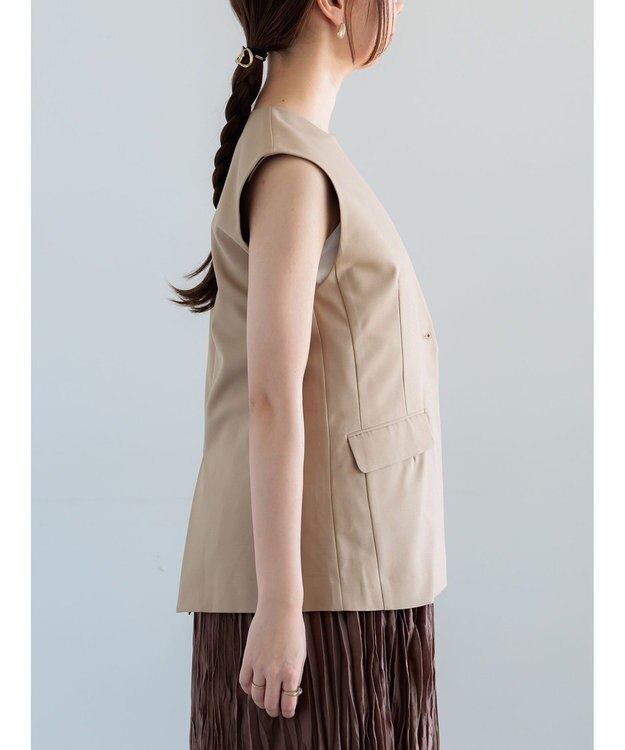 Te chichi 麻調Yカラージレ ベージュ