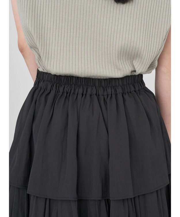 earth music&ecology フリルティアードスカート Black