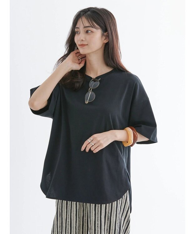 AMERICAN HOLIC 抗菌防臭ラウンドテールカットプルオーバー Black