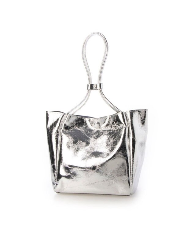 UNBILLION カシュカシュ cachecache / クラッシュメタリックワンハンドルミニトート シルバー