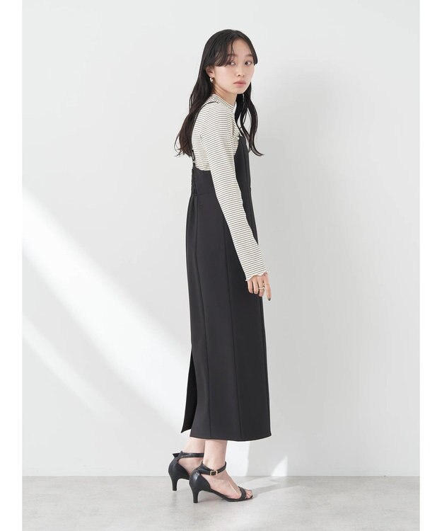 earth music&ecology バックスリットＩラインキャミワンピース Black