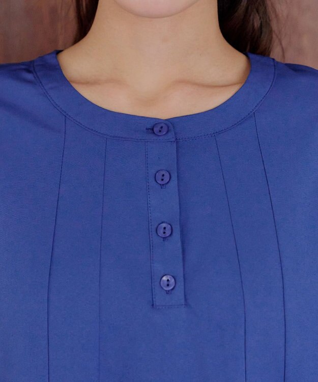 Tiaclasse 【洗える】ランダムタックチュニックワンピ―ス ブルー