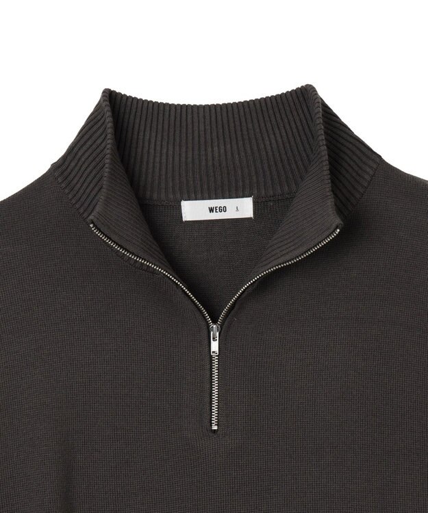WEGO 【ユニセックス着用ITEM】ミラノリブハーフジッププルオーバー ダークグレー