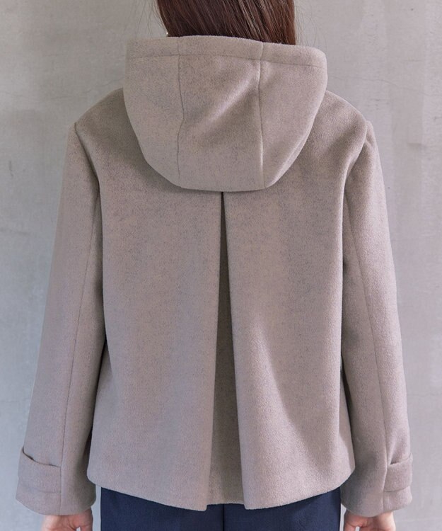 Tiaclasse ウールライクフーデットショートコート モカ