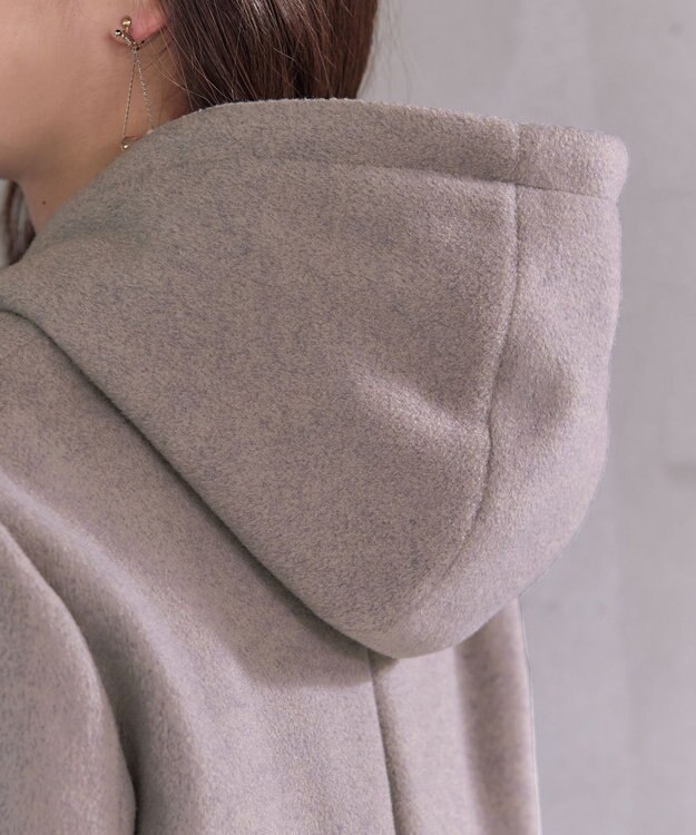 Tiaclasse L ウールライクフーデットショートコート モカ