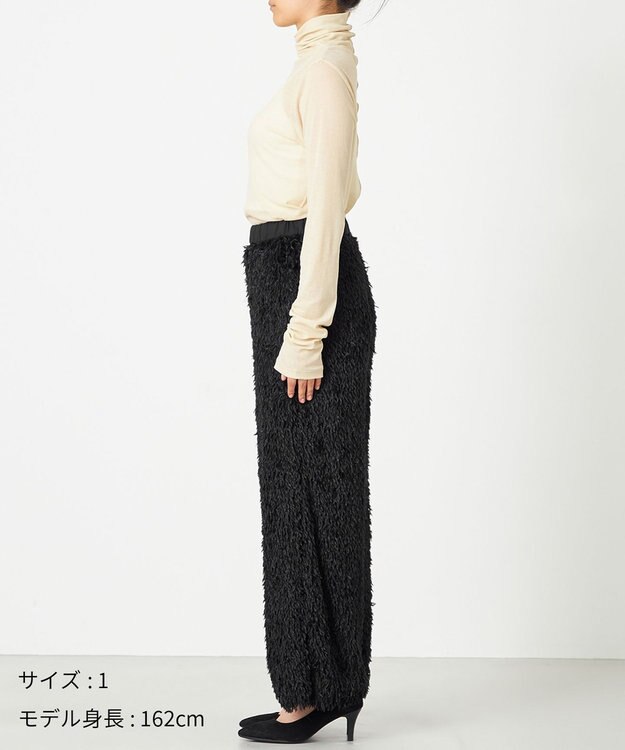 NAVE 【Nave・洗える】フェザーフリンジ イージーパンツ ブラック系