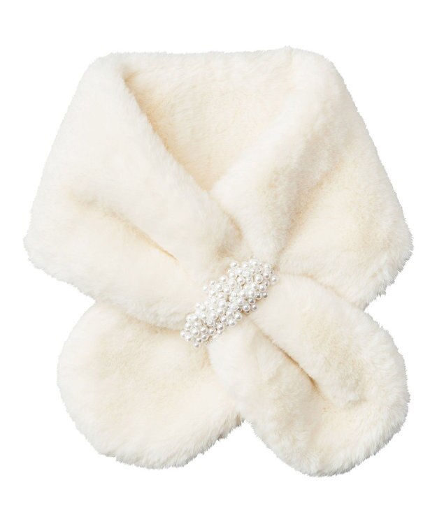 MOONBAT estaa アレンジ ファーマフラー パールループ オフホワイト