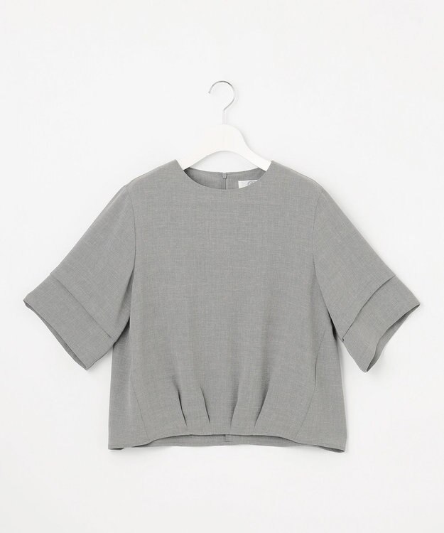 J.PRESS LADIES 【セットアップ対応】MELANGE ライトツイル クルーネック ブラウス ライトグレー系
