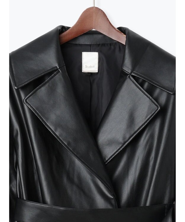 Te chichi レザーショートトレンチコート《2025Autumn catalog vol.2 item》 ブラック