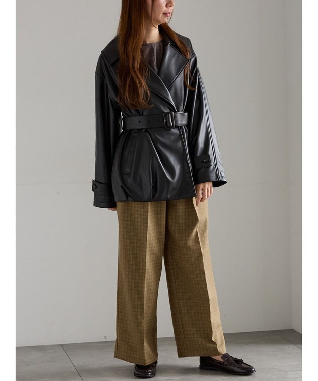 Te chichi レザーショートトレンチコート《2025Autumn catalog vol.2 item》 ブラック