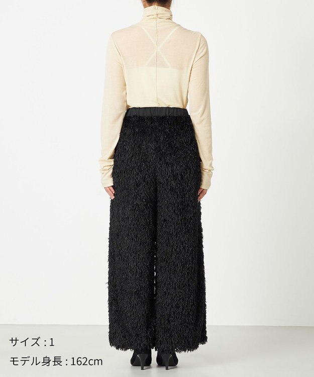 NAVE 【Nave・洗える】フェザーフリンジ イージーパンツ ブラック系