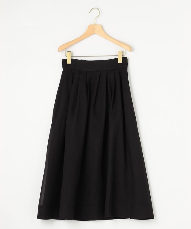 組曲 【洗える・イージーケア】カラーボイル フレアスカート ブラック系