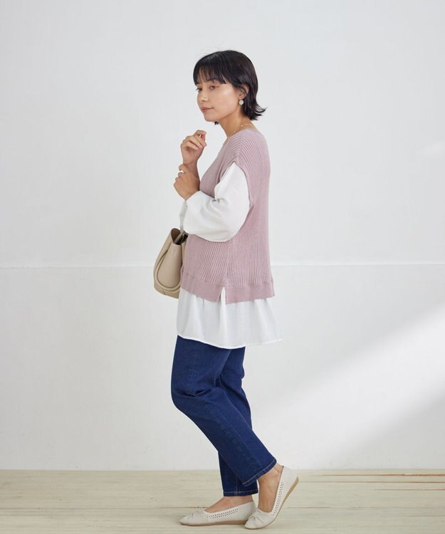 Tiaclasse ベストドッキングトップス ピンク×オフホワイト