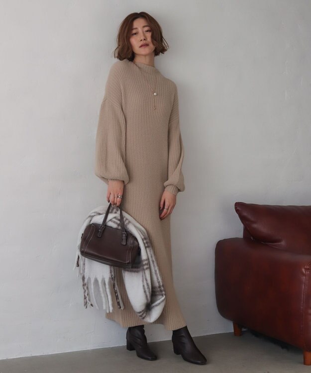 WEGO 【WEB限定/2025年秋冬新作】ニットワンピース ベージュ