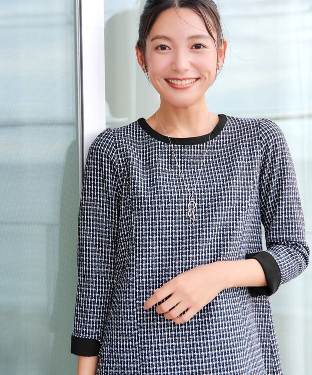 Tiaclasse 【洗える】ツイードチュニック ネイビー