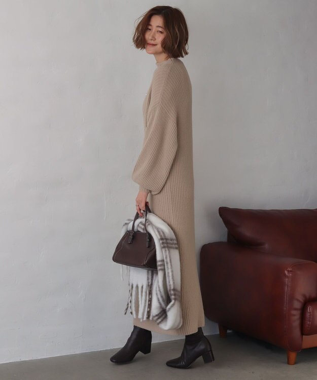 WEGO 【WEB限定/2025年秋冬新作】ニットワンピース ベージュ