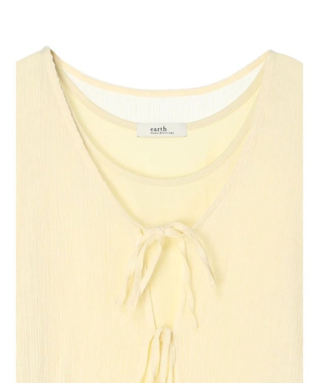 earth music&ecology ＳＥＴ２点クレープリボンブラウス＋インナー Yellow