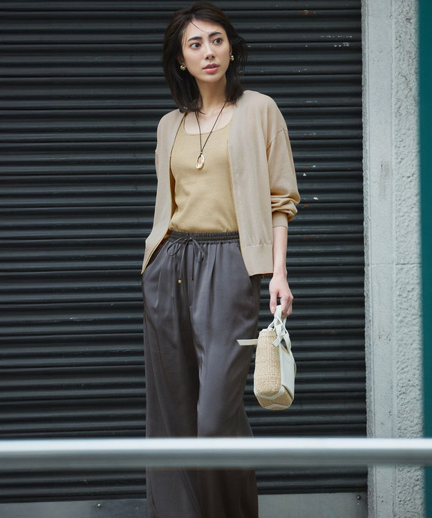 23区 【SLOW/一部店舗限定】好評につき新色追加！ラメリブジャージー タンクトップ ブラウンラメ