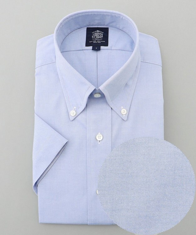J.PRESS MEN 【PREMIUM PLEATS / 形態安定】ピンオックス 半袖シャツ / B.D. ダルブルー系