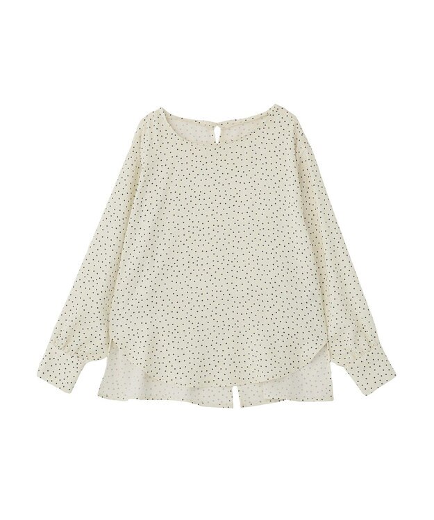 Green Parks ドットイージーケアバックスリットブラウス Dot