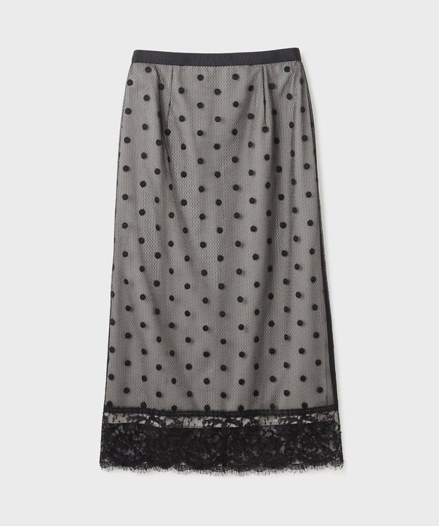 GRACE CONTINENTAL ドットチュールタイトスカート ブラック