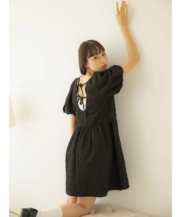 earth music&ecology バックオープンチュニックワンピース Black